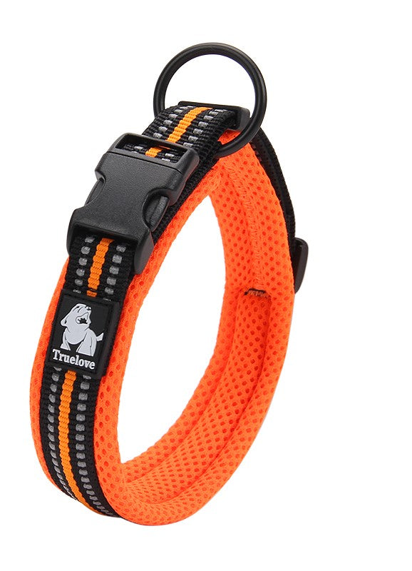 Heavy‑duty reflective dog collar in orange with adjustable buckle and D‑ring – Red Dirt Dogs Australia.