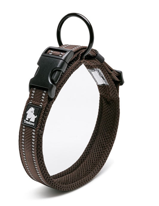 “Heavy‑duty reflective dog collar in brown with adjustable buckle and D‑ring – Red Dirt Dogs Australia.